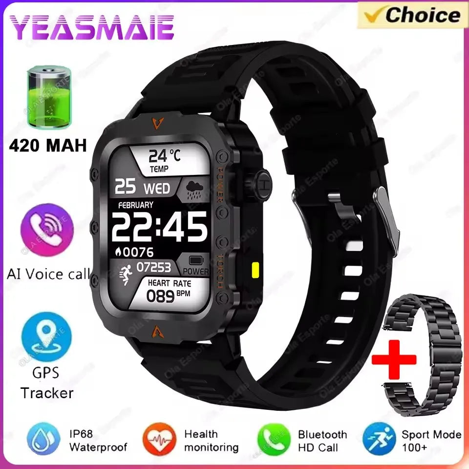 2025 New Smartwatch Men Militray Outdoor GPS Sport Watches Heart Rate Sleep Waterproof Smart Watch IOS Android